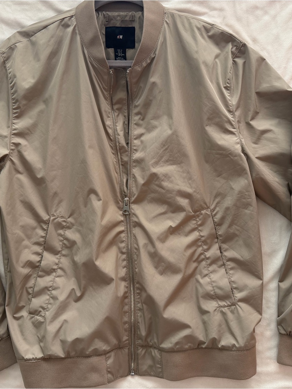 H&M Beige Bomber Jacket - Men's Zip-Up